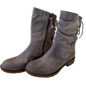 Aqua Sofft Sharnell Waterproof Gray Leather Sealed Size 7 Zip Back Lace Up